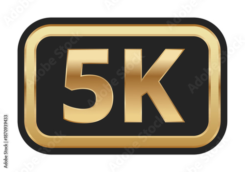 Bold 5k gold emblem on black rectangular background.
