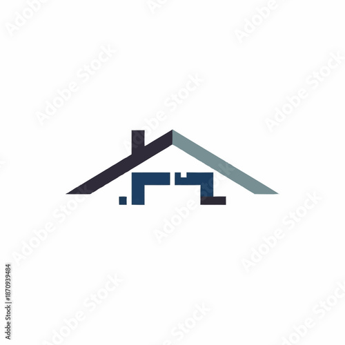 Abstract house roof logo design with initial letters.