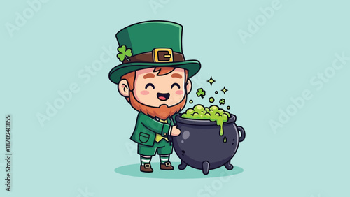 Cute Leprechaun with Pot of Gold.