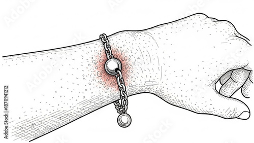 Vector illustration of metal scissors cutting paper on a white isolated background