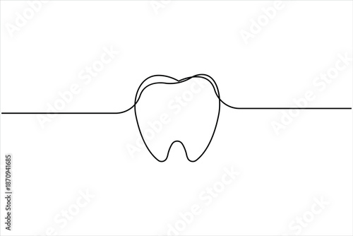 Continuous one line art drawing of teeth sign. line art human teeth vector illustration symbol