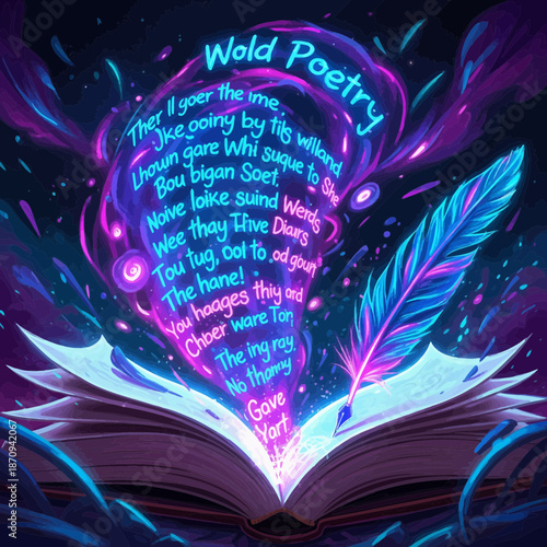 Mystical Poetry and Ancient Literature - Illuminated Manuscript Concept