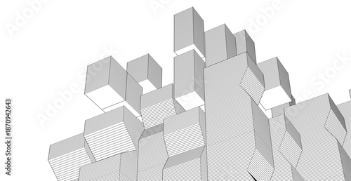 abstract modular architecture 3d rendering	
