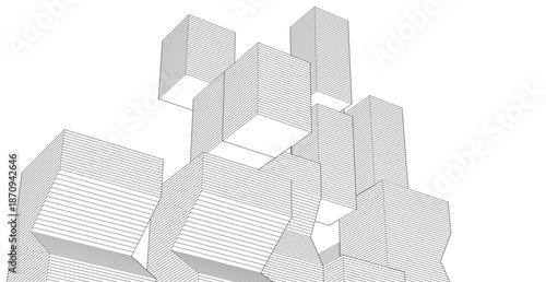 abstract modular architecture 3d rendering	
