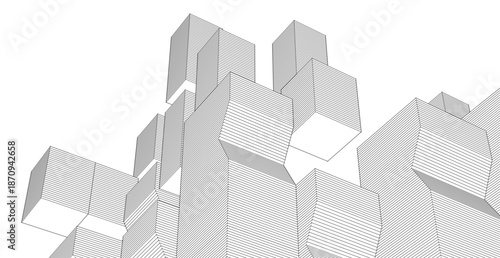 abstract modular architecture 3d rendering	
