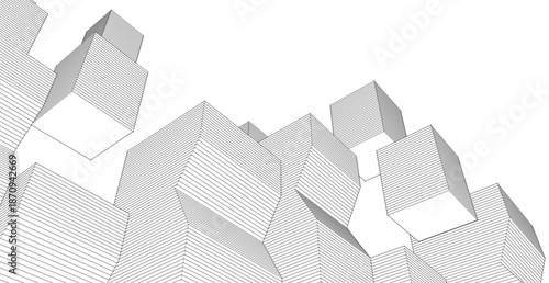 abstract modular architecture 3d rendering	
