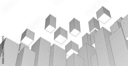 abstract modular architecture 3d rendering	
