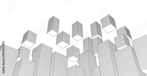 abstract modular architecture 3d rendering	
