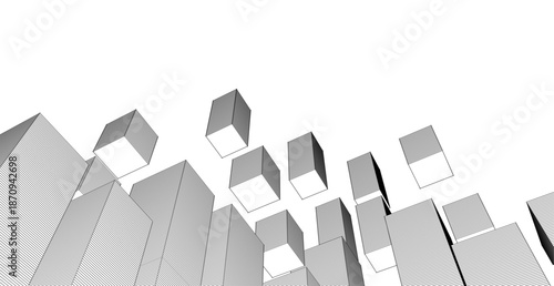 abstract modular architecture 3d rendering	
