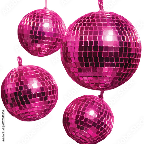  Pink Disco Balls Collection – Sparkling Mirror Balls for Vibrant Night Party, Light and Music Energy 