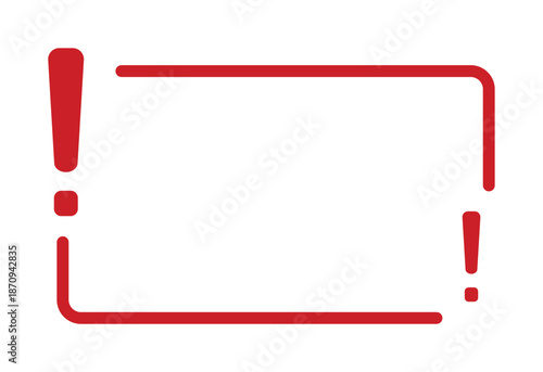 Red exclamation mark frame with rectangular border design.