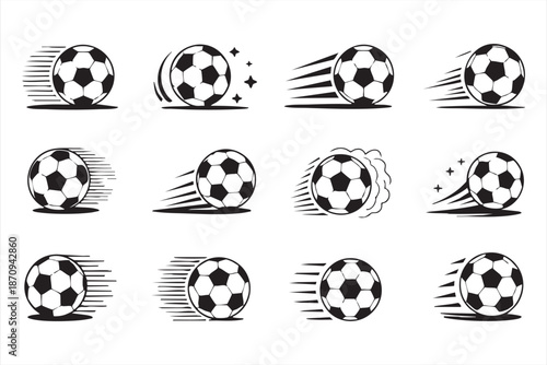Soccer Ball Motion Speed Icons for Football Training, Sports Marketing Graphics