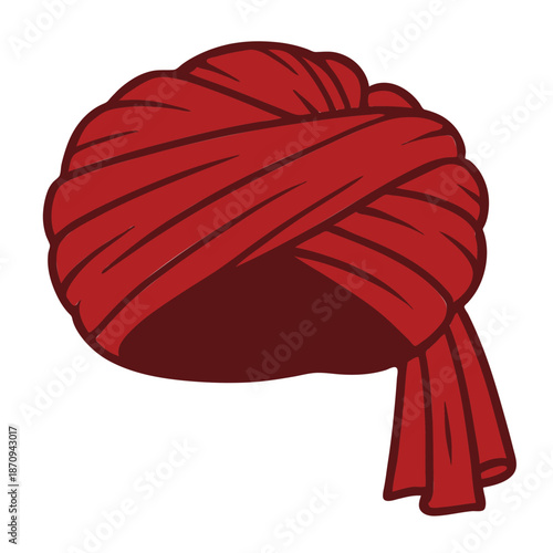  Red Traditional Farmer's Turban Vector Illustration – Cultural Heritage, Rural Life, Flat Design