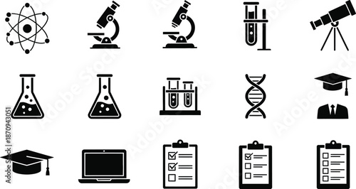 Vector art of collection of science and research icons