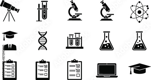 Vector art of collection of science and research icons