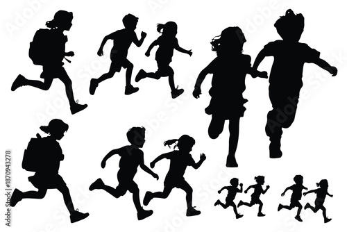 Silhouettes of People Running and Jogging in Various Styles
