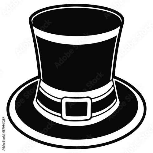 Black silhouette top hat with bow illustration