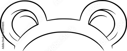 Bear Ears Drawing – Black and White Vector Illustration, Bear Ear Pair, Animal Symbol, Costume Accessory, Cute Wildlife Element, Outline Sketch, Line Art, Editable Vector Design.
