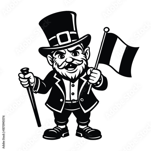 Cartoon vector illustration showing different people characters including a pirate, a farmer, and a man holding a broom in a simple drawing style