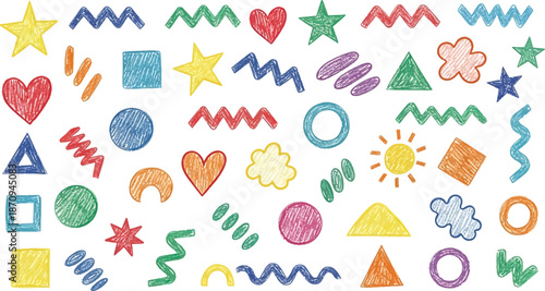 Hand drawn doodle emotion elements, expressive comic icons, cartoon speech bubbles and accent symbols set.
