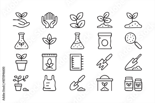 Gardening Fertilizer and Compost Symbols for Organic Garden Apps