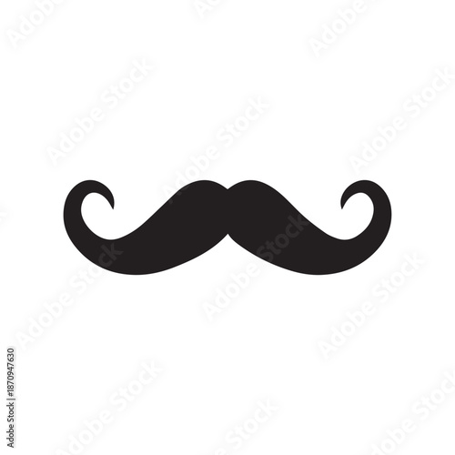 Mustache Black icon isolated on white background.Vector illustration design.