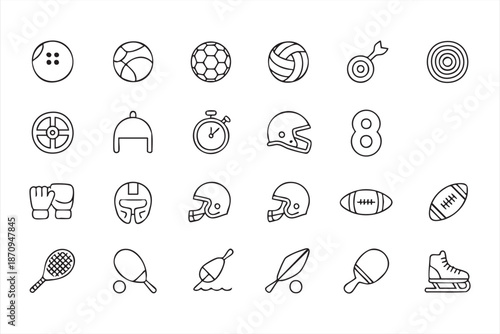Workout and Competition Outline Icons for Fitness Marketing Templates