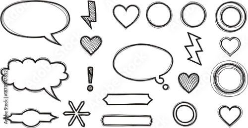 A collection of various cartoon speech bubbles icons and symbols for creative expression and communication