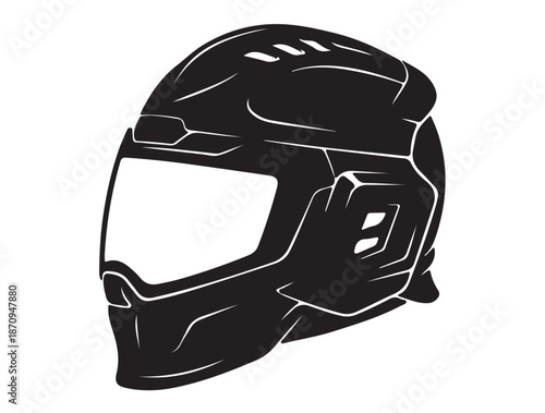 High-Impact Protection Keeper Helmet in silhouette white background.