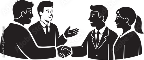 Business People Shaking Hands in Formal Attire Silhouette