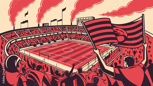 Vector illustration of a retro city map pattern decorating a paper book placed on a bed with pillows and an urban sofa