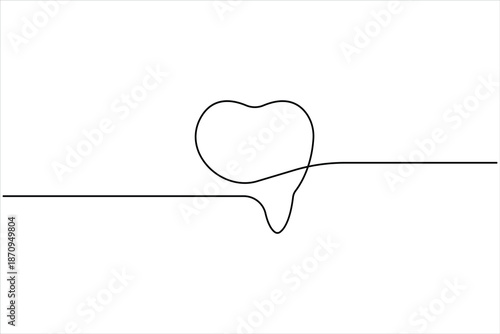 Continuous one line art drawing of tooth concept. Simple dental human tooth line art vector illustration