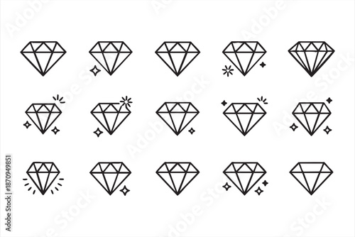 Crystal and Jewel Outline Icons for High End Branding, UI Kits