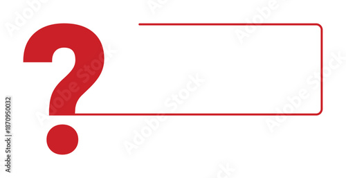 Red question mark with horizontal line and border design.