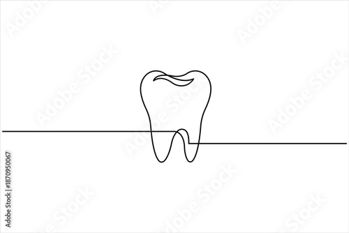 Continuous one line art drawing of tooth concept. Simple dental human tooth line art vector illustration