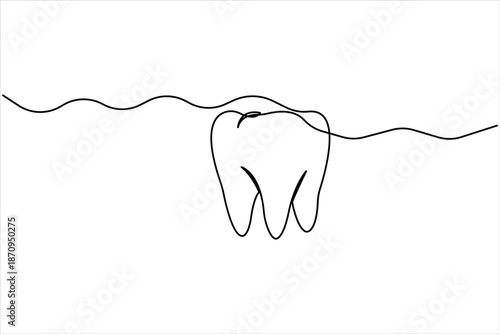 Continuous one line art drawing of tooth concept. Simple dental human tooth line art vector illustration