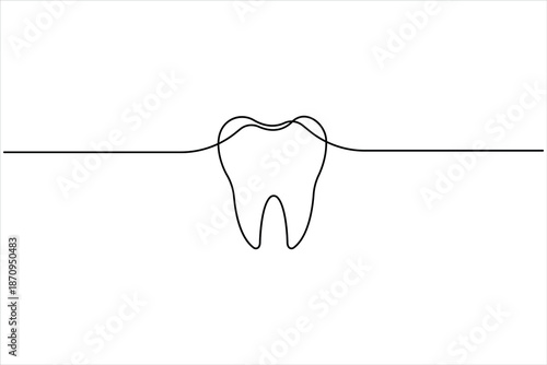 Continuous one line art drawing of tooth concept. Simple dental human tooth line art vector illustration