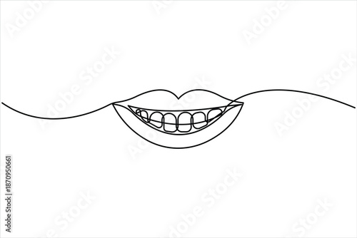 Continuous one line art drawing of tooth concept. Simple dental human tooth line art vector illustration