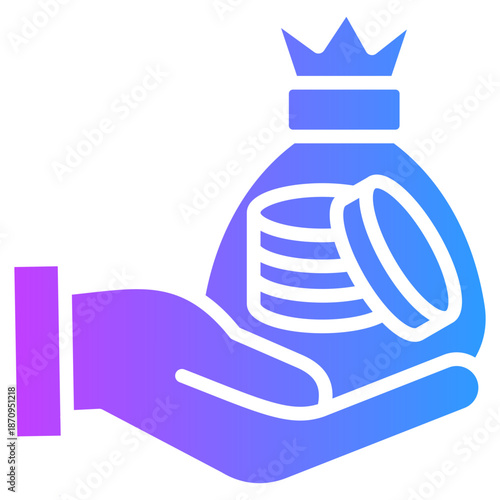 Money In Hand glyph gradient icon
