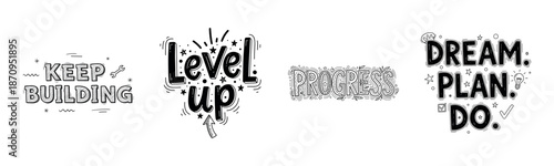 Motivational phrases for personal growth and achievement in handwritten style