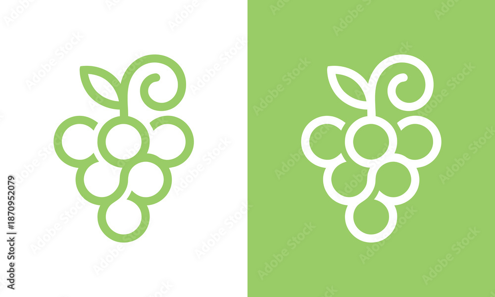 Naklejka premium Grape fruit logo design template illustration. Simple modern grape concept vector design icon graphic symbol