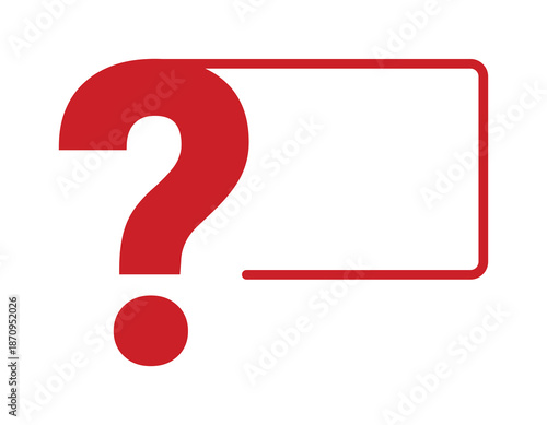 Red question mark with blank space on white background.