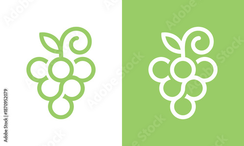 Grape fruit logo design template illustration. Simple modern grape concept vector design icon graphic symbol