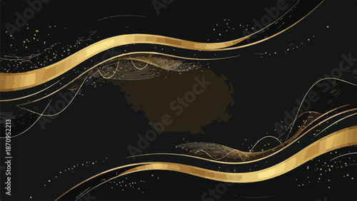 A black background with gold wavy lines