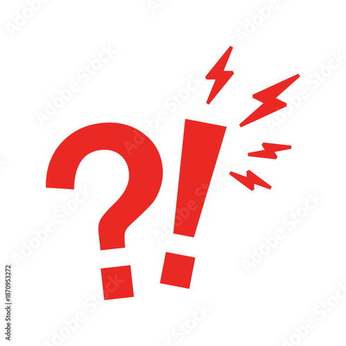 Red question mark and exclamation point with lightning bolts.