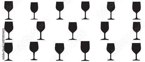 Wine glass icon set isolated on white background. Vector illustration.