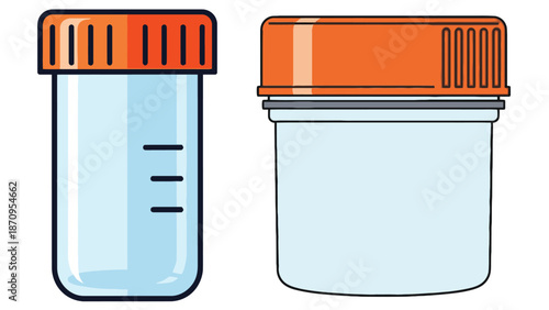 Sterile medical specimen containers for laboratory diagnostic testing and professional pharmaceutical clinical research sample collection business services branding.