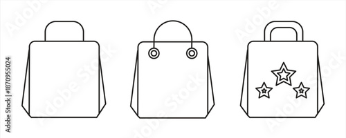 Collection of shopping bag related line icons, Collection of shopping bag outline vector signs and symbols, vector illustrations.

