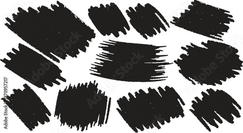 Set of vector brush strokes. Dirty ink texture splatters. Grunge rectangle