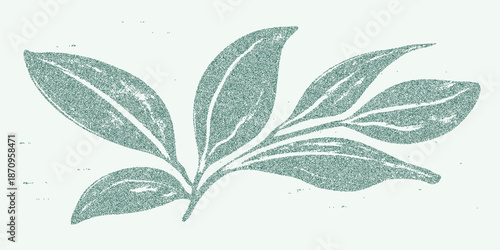 Abstract floral print with fine grain texture, layered dust speckles and faint stains on aged paper surface with visible distressed marks.